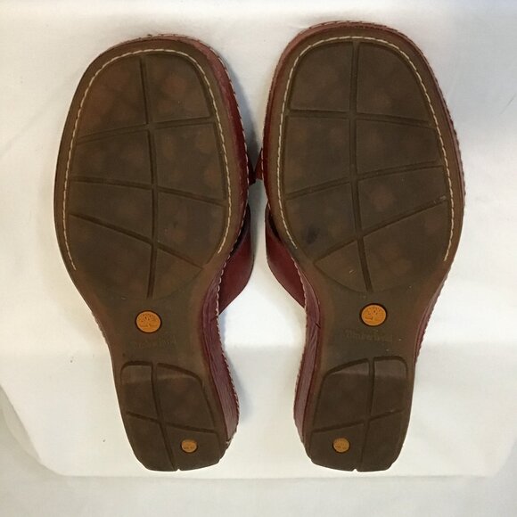 Timberland Red Leather Smart Comfort Slip On Sandals Size 6.5 - Picture 9 of 9
